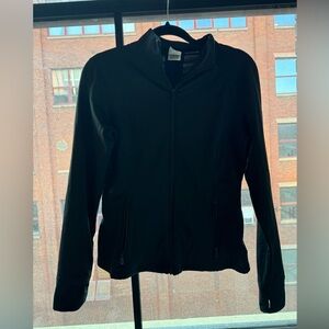 Black zip up jacket with pockets and finger holes #jackets